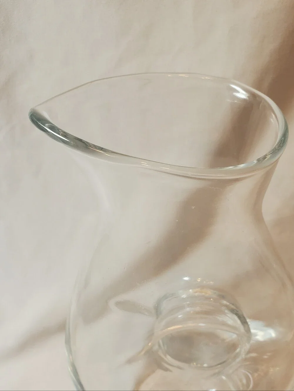 Wine Decanter Clear Glass Pitcher With Donut Hole Cutout Vintage Vase MCM Retro